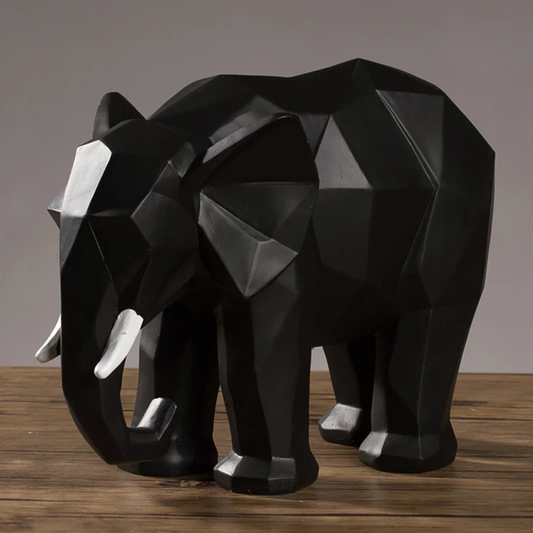 Modern Abstract Elephant Statue Resin Ornament Home Decoration Gifts Black White Lucky Elephant Sculpture Animal Model Crafts Modern Abstract Elephant Statue Resin Ornament Home Decoration Gifts Black White Lucky Elephant Sculpture Animal Model Crafts