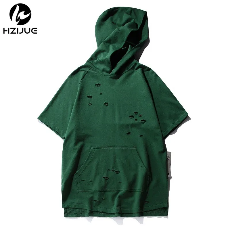 

HZIJUE 2018 Oversized hole men T shirt kanye new street wear fashion summer hoodies hip hop top tees High street casual t shirt