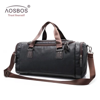 

Aosbos New PU Leather Gym Bag Training Sports Bag for Women Men Fitness Bags Outdoor Shoulder Traveling Storage Duffel Handbags