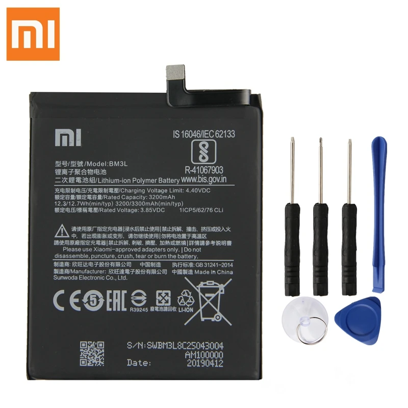 

Original Replacement Battery For Xiaomi 9 MI9 M9 MI 9 BM3L Genuine Phone Battery 3300mAh