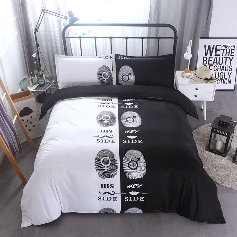 

Black White Bedding Set His side her side double queen king size