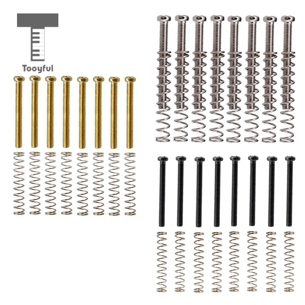 Tooyful Pack of 8 Metal Humbucker Double Coil Pickup Frame Screws Springs 3mm for Electric Guitar Replacement Parts
