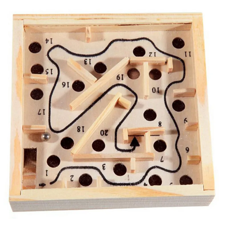 12 2 5cm Mini Wooden Labyrinth Board Game Ball In Maze Puzzle Handcrafted Toys Children