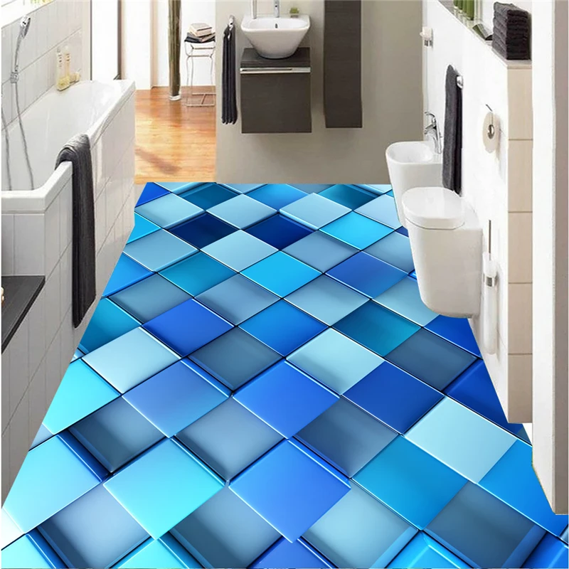 

beibehang Customize any size fresco wallpaper abstract blue dynamic box 3D floor to paste papel de parede para quarto