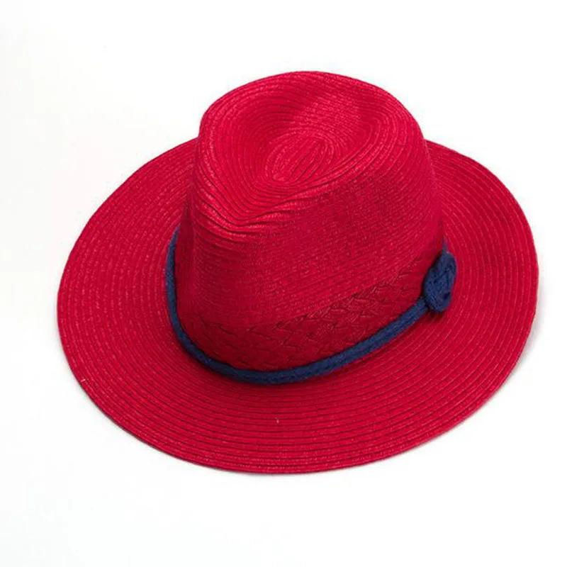 Женская летняя соломенная шляпа Sombreros классическая красная соломенный джазовая