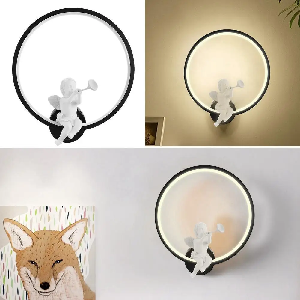 

220V Nordic Style LED Wall Lamp Cartoon Bird Angel Bedside Wall Light for Children's Bedroom Corridor