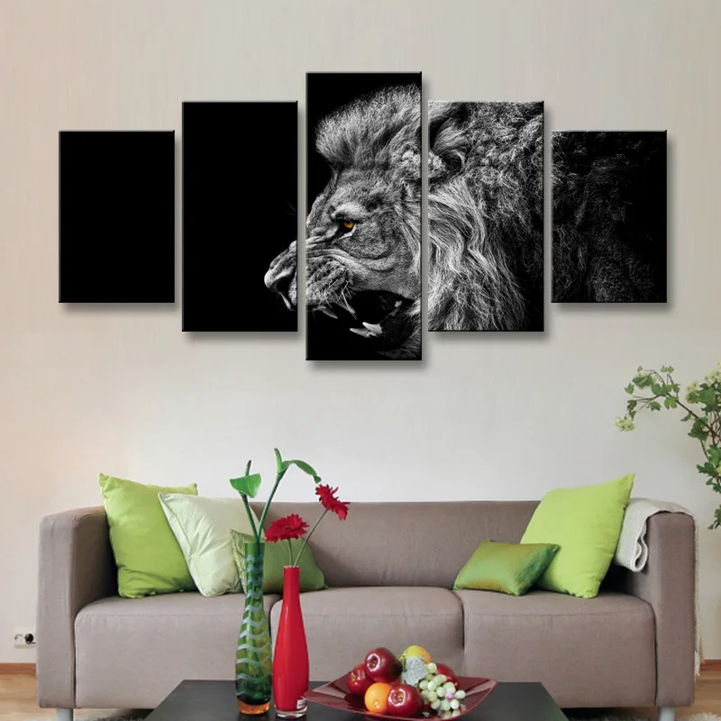 5 pieces high-definition print animals sion canvas painting poster and wall art living room picture B-056 (4)