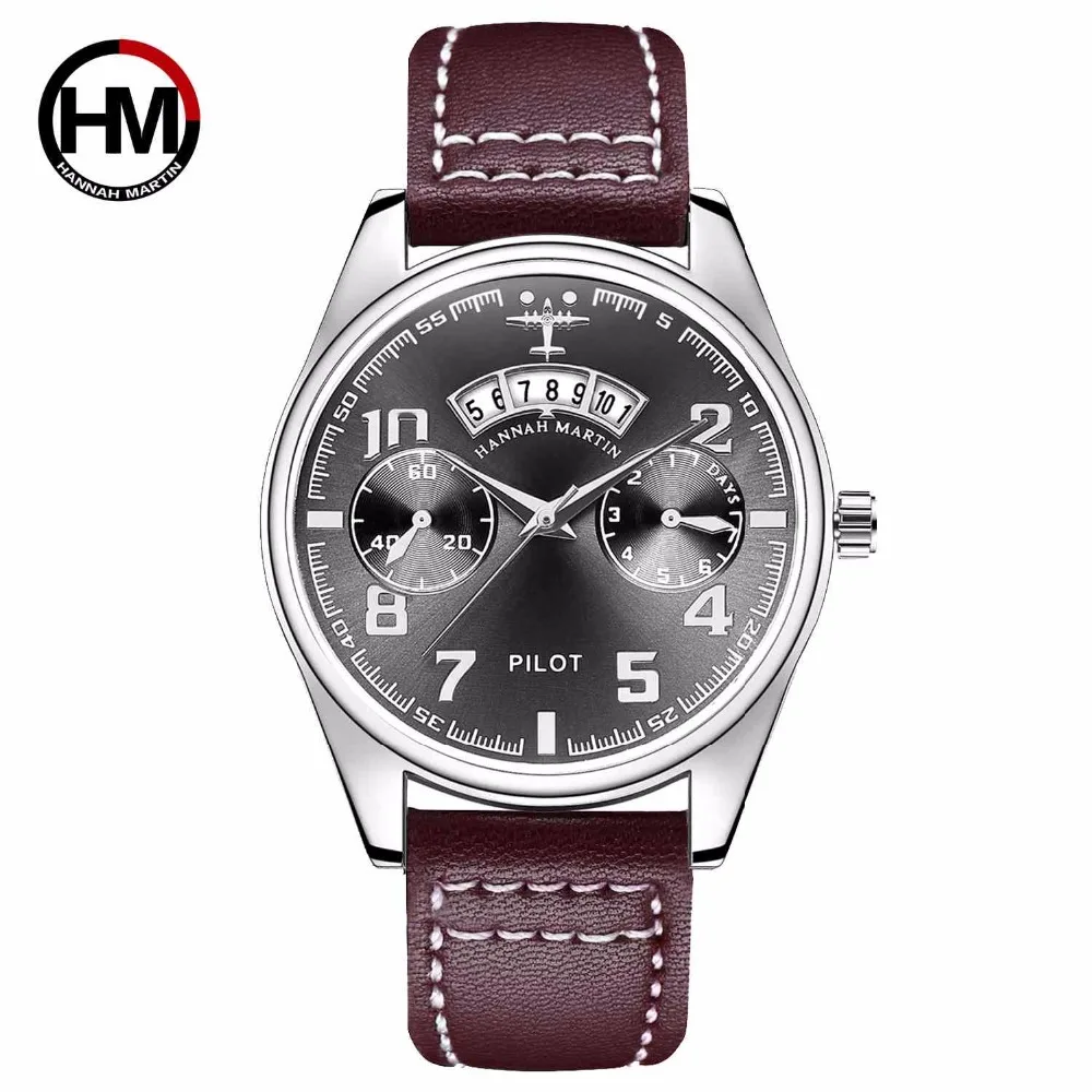 

Hannah Martin Pilot Men Watch Waterproof Quartz Watch Sports Wrist Watch With Date Calendar Men Clock Small Dial is Fake relogio