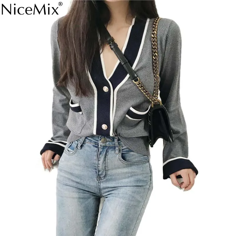 

NiceMix 2019 Autumn Casual Cardigan Women Sweater Knitted Coats Female Cardigans Mujer Woman Clothes Roupas Femininas
