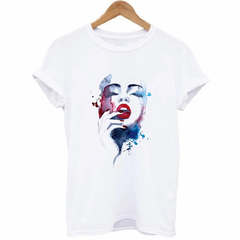 

Sexy Portrait of a female character Women Casual Tshirt 2019 Summer Fashion Style O-Neck Short Sleeve Tshirt Plus Size