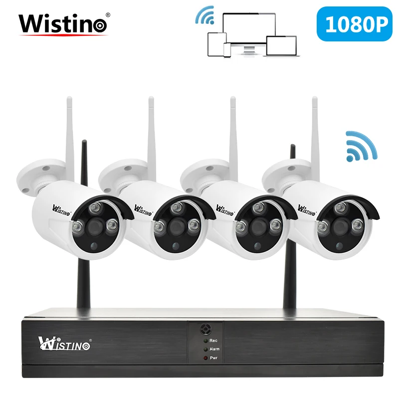 

Wistino CCTV Security System 4CH 1080P Wifi IP Camera Outdoor NVR Kits Waterproof IP66 Wireless Video Monitor Surveillance P2P