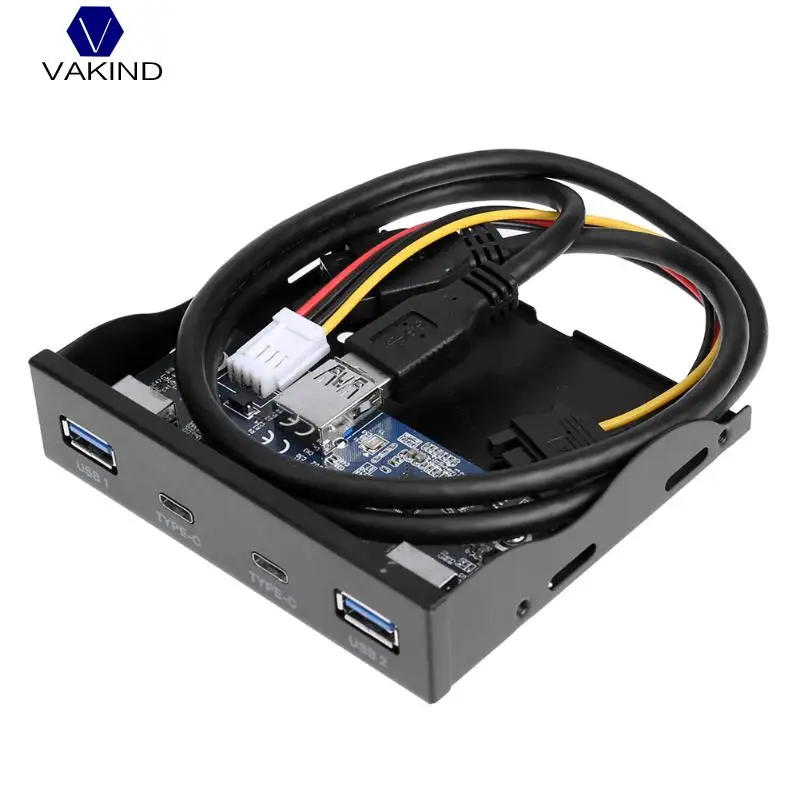 

NEW Black Front Floppy Drive 19/20Pin Front Panel Port 2 USB3.0 Ports And 2 Type-C Port Extender Panel For Desktop PC