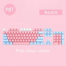 104 Keys/set PBT keycaps Double-shot Mechanical Keyboard Backlit Key Caps Pink Blue White For Ajazz AK35I And Other MX Switch
