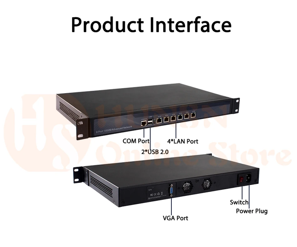 Брандмауэр Mikrotik Pfsense сети VPN Security Appliance маршрутизатора ПК Intel Pentium 3855U, [HUNSN RS06], (6LAN/2USB2. 0/1COM/1VGA)