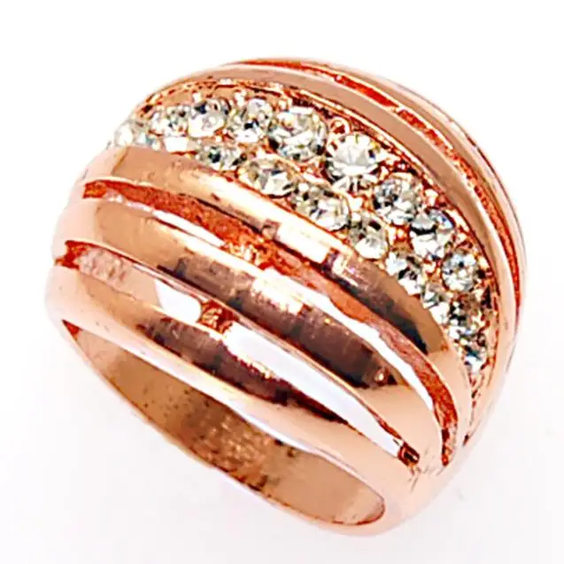 Wholesale High Quality Fashion Golden Plated Crystal Ringsin Rings