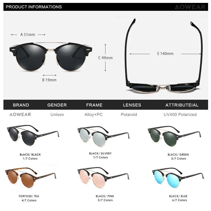 Солнцезащитные очки AOWEAR поляризационные UV400 для мужчин и женщин брендовые