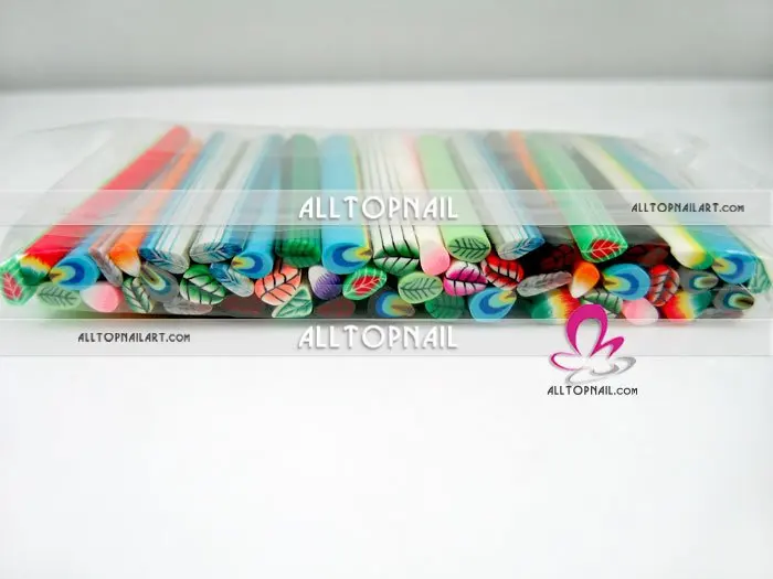 Feather cartoon fruit Festival- Mixed Style Polymer Clay Nail Art Cane A_Grade 100pcs Nail Art Canes 2