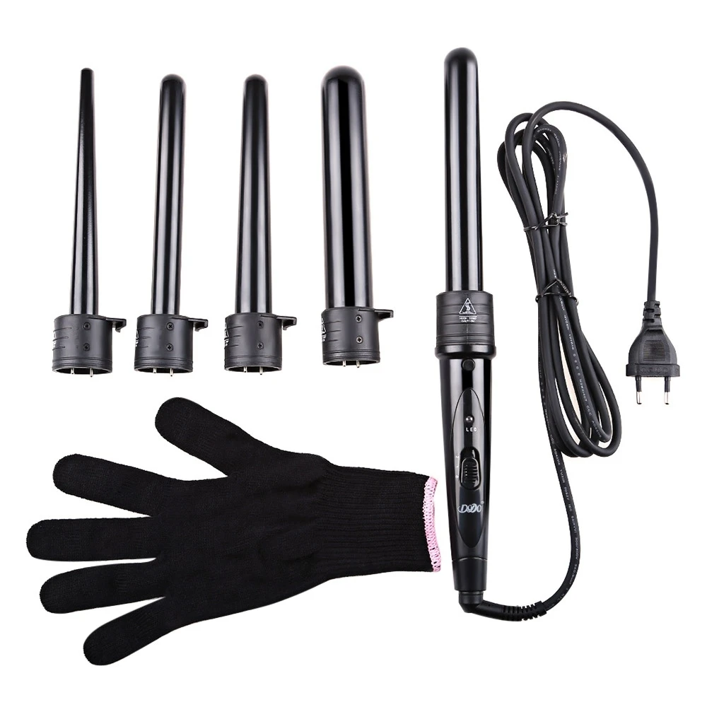

DODO 5 in 1 Interchangeable Hair Curling Iron Machine Ceramic Hair Curler Multi-size Roller Heat Resistant Glove Styling Set