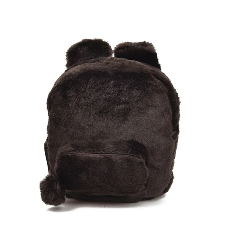 Плюшевые женские рюкзаки модные плюшевые маленькие женские рюкзаки милые рюкзаки для девочек школьная ученическая сумка с наплечным ремнем - Цвет: Brown