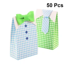 50 шт. конфетные коробки галстук-бабочка милый полосатый галстук конфетные пакеты бумажные упаковочные мешочки, принадлежности для праздника свадьбы