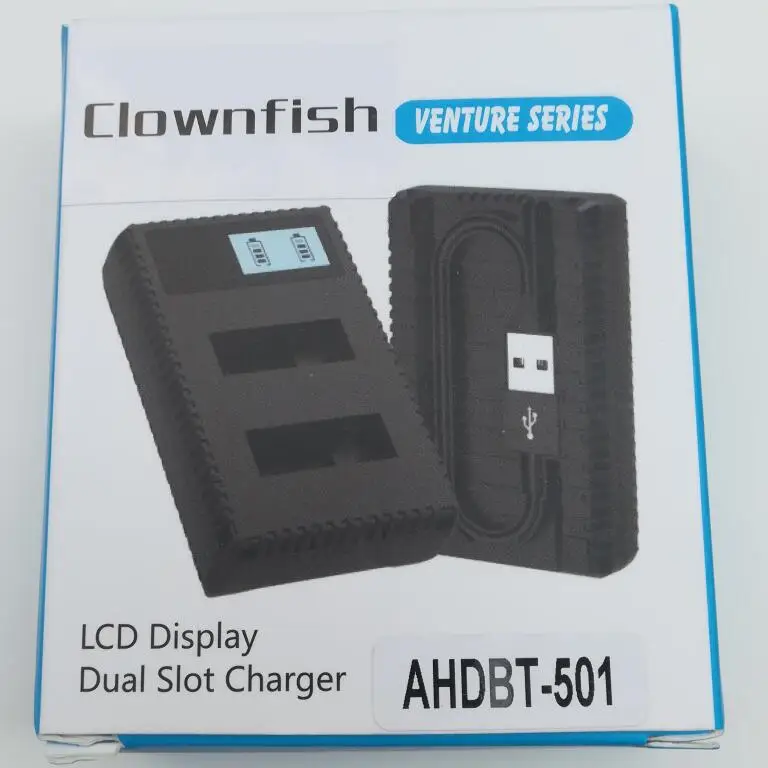 Clownfish USB lcd двойное зарядное устройство 501 301 зарядное устройство для Gopro hero 8 7 6 5 4 3 Аксессуары для камеры чехол для аккумулятора hero 3 5 7