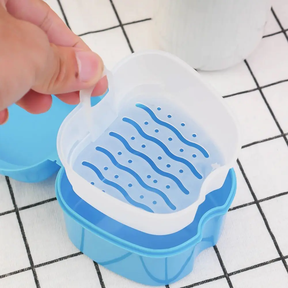 

Free Shipping Denture Bath Box Case Dental False Teeth Storage Box with Hanging Net Container