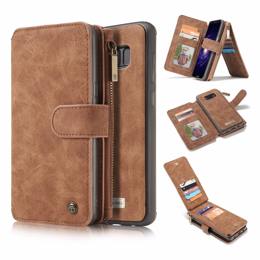 For Samsung Galaxy S8 Wallet Case Detachable Folio Cowhide