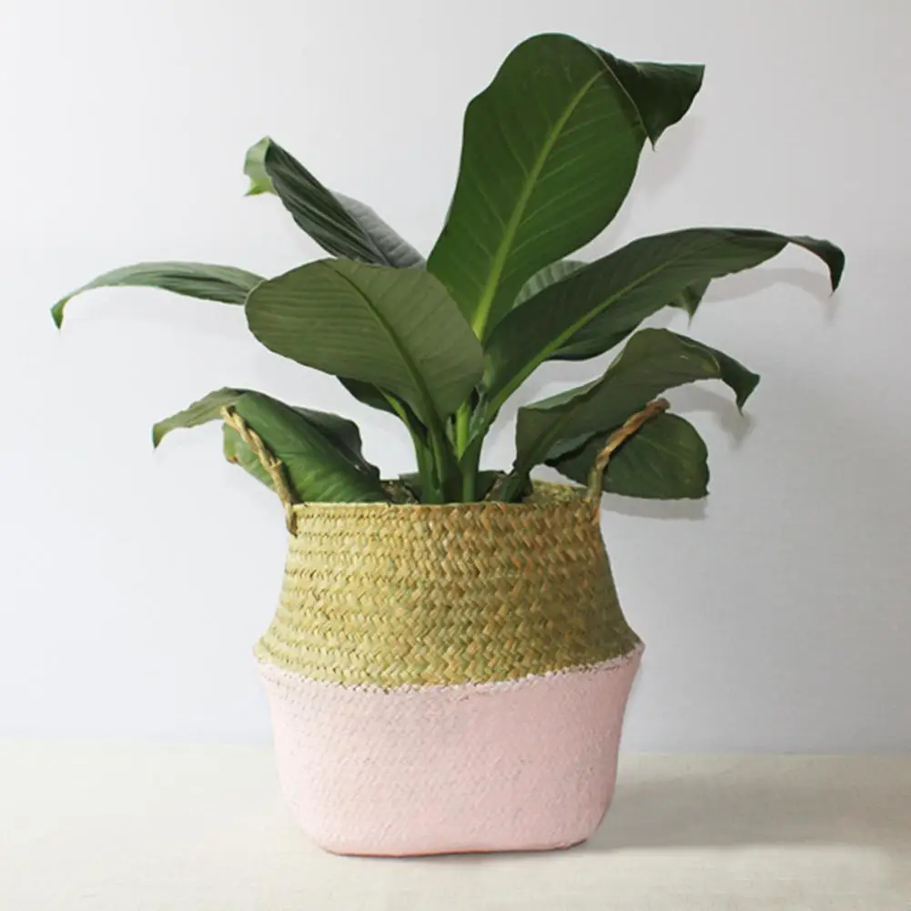 Nordic Style Hand Woven Foldable Plant Flower Pot Home Storage Basket Hanging Decorative Baskets