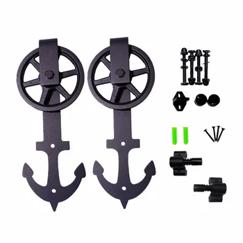 LWZH Sliding Barn Door Hardware Basic Track Hardware Kit Anchor Shaped with Big Roller Track Roller for Interior Sliding Door rarelock christmas supplies sliding door lock interior locks for glass door with green red tips diy home hardware d