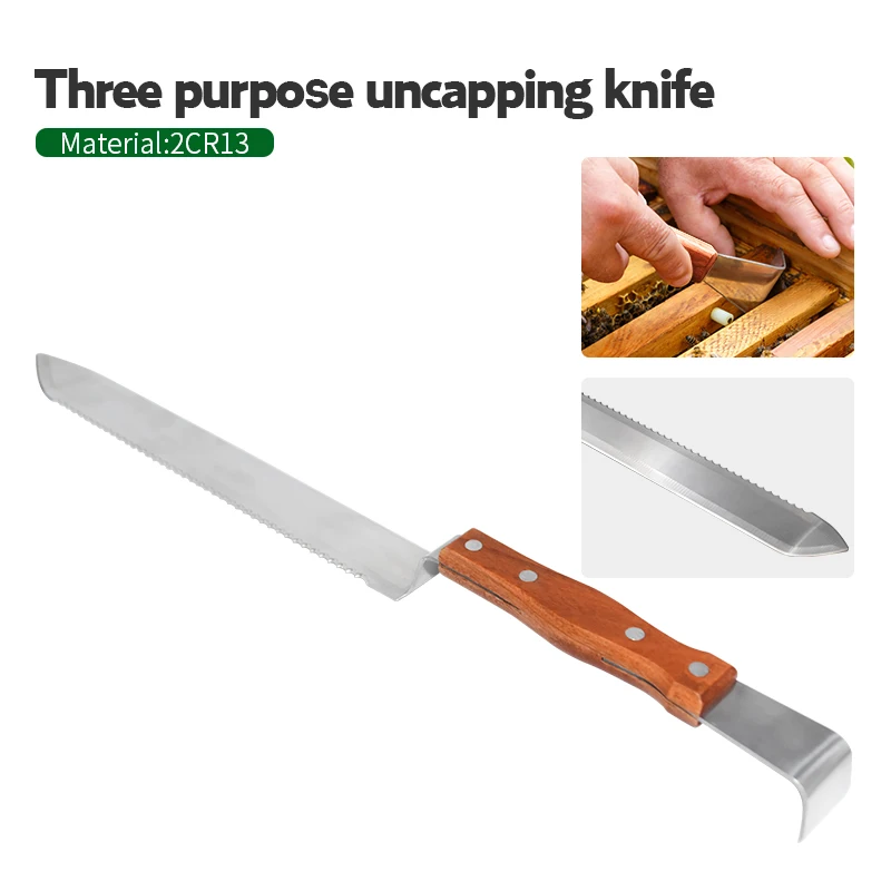

Beekeeping Equipment Honeycomb bee Scraper Serrated Blade Wooden Handle Tool Uncapping Fork Beekeeping tools