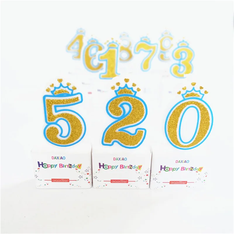 

Happy Birthday Candles Shining Gold Crown Number Candle Wedding Cake Cupcake Topper Party Birthday Cake Decoration Supply