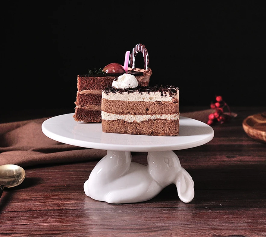 Кролик керамическая тарелка, посуда для десерта еда Сервер лоток, милый торт стенд, посуда ремесла подарок для любителей кухонных принадлежностей