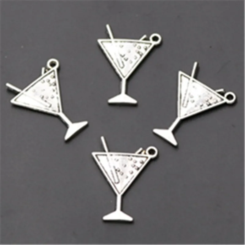 

8pcs Silver Color Cocktail Triangle Cup Alloy Pendants DIY Charm Necklace Earrings Jewelry Crafts Making 24*23mm A950