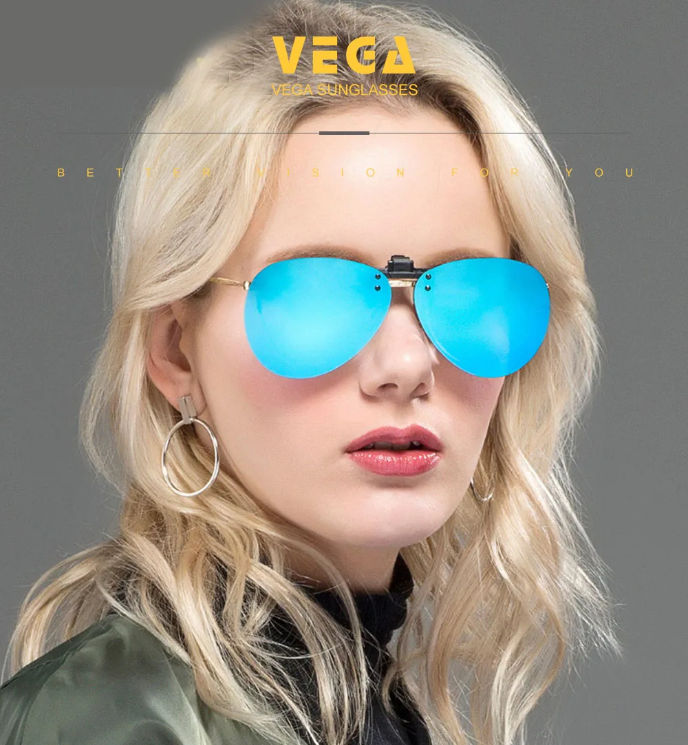VEGA Polarized Clip On Sunglasses Men Women Pilot Fit Over Glasses with Box Flip Up Sunglasses for Prescription Glasses 236  (1)