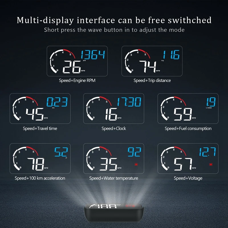 M10 Hud автомобильный Obd2 Компьютерный дисплей Obd Hud цифровой спидометр лобовое стекло проектор Obdii об/мин Усталость вождения км/ч Mph