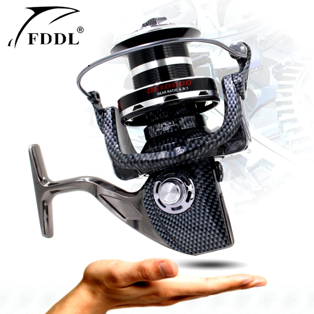 

High-end FDDL DE9000 10000 type 12+1BB all-metal line cup spinning reel large long shot wheel fishing reel carretilha para pesca