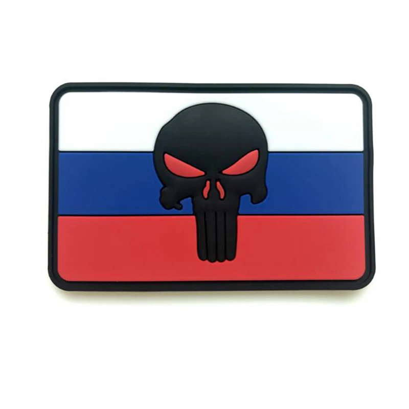 Российский флаг Punisher знак наклейка на одежду для поддержания боевого духа 3D ПВХ патч-паста главе Смола одноразовые повязки 8*5 см