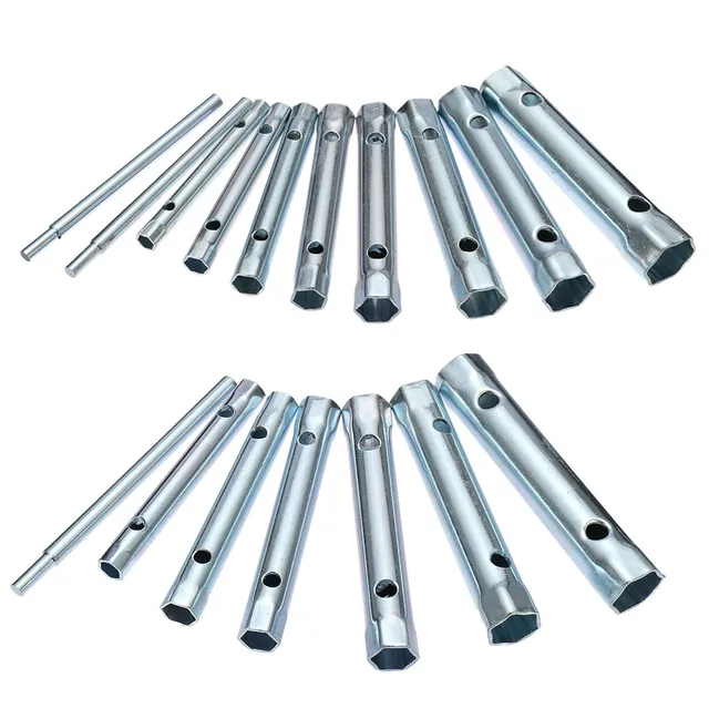 6PC/10PC 8-19mm 6-22mm Metric Tubular Box Wrench Set Tube Bar Spark-Plug Spanner Steel Double Ended  for Automotive Plumb Repair