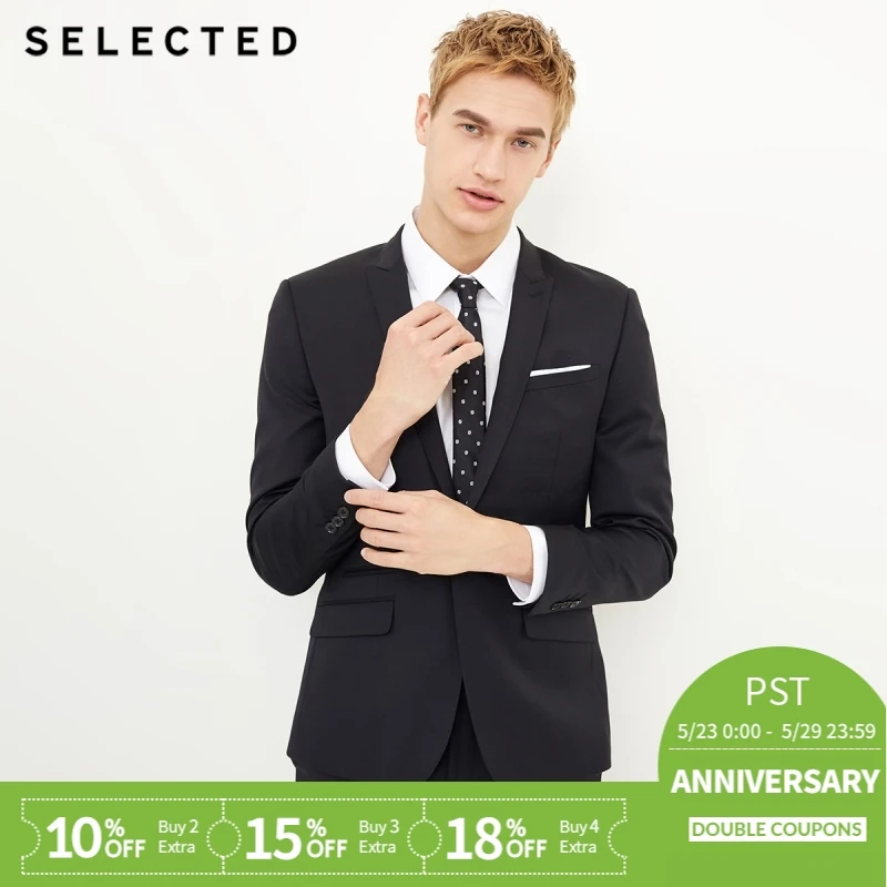 

SELECTED blend closure collar business suit Blazer coat |41815Y504