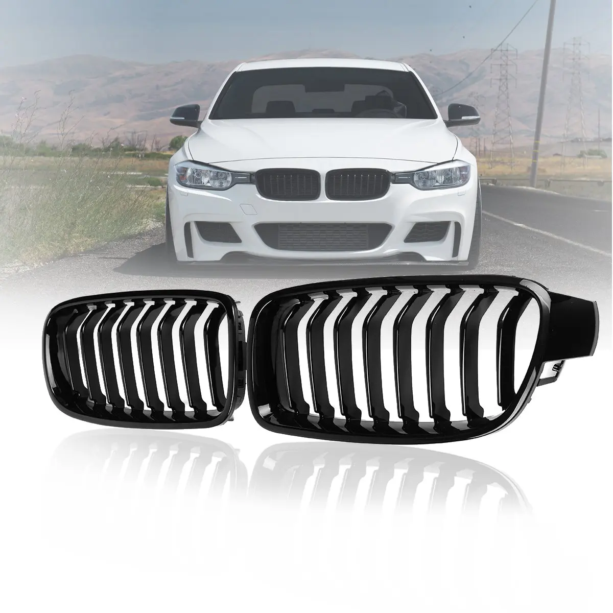 

1 Pair Gloss Black Front Kidney Grille For BMW 3 Series F30 F31 F35 F80 2012 2013-2018 Car Racing Grill Decorative Accessories