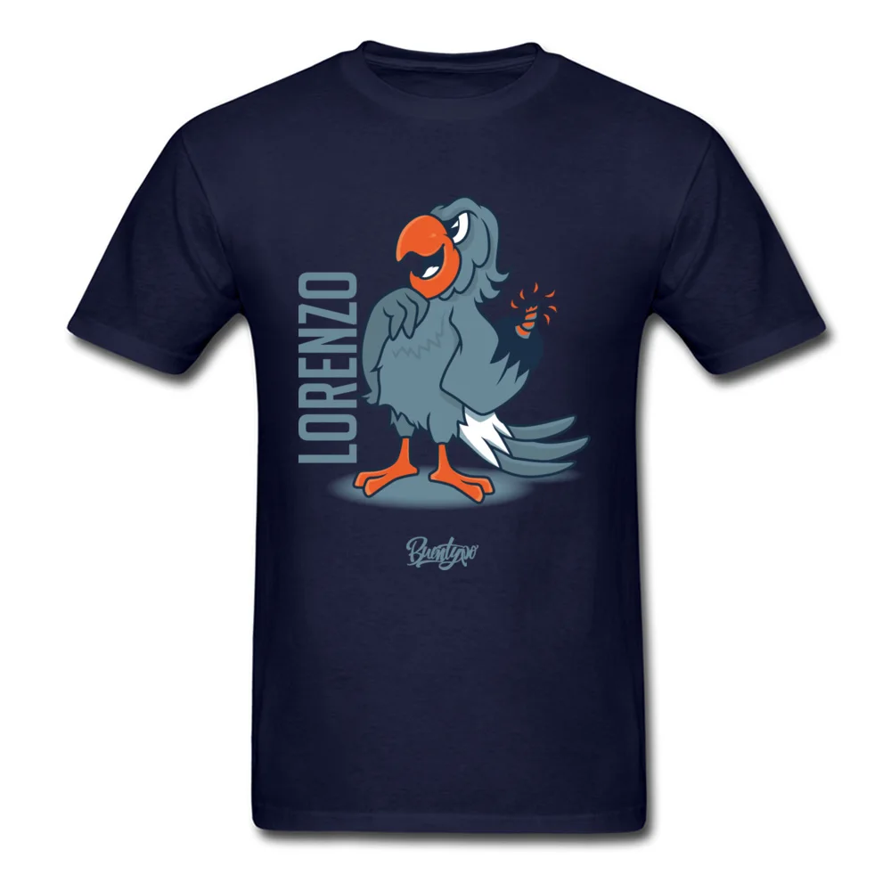 Lorenzo 100% Cotton Tops Shirts for Men Printed Tshirt Casual 2018 Fashion Round Collar Sweatshirts Short Sleeve Lorenzo navy