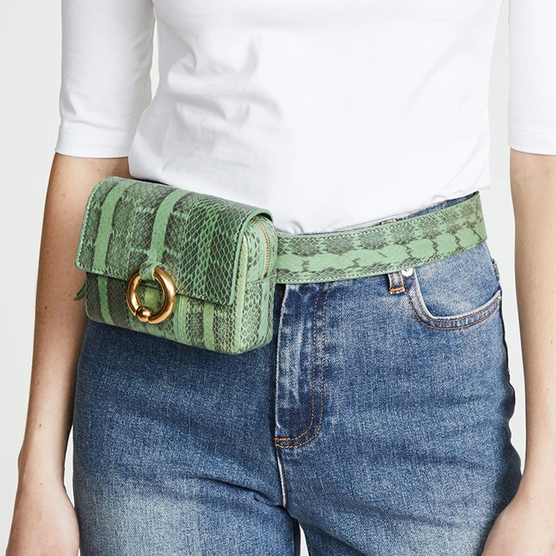

Fashion Serpentine Women Waist Pack High Quality Belt Bag Phone Brand Design Women Box Bags for Ladies Girls Fanny Packs Bolosa