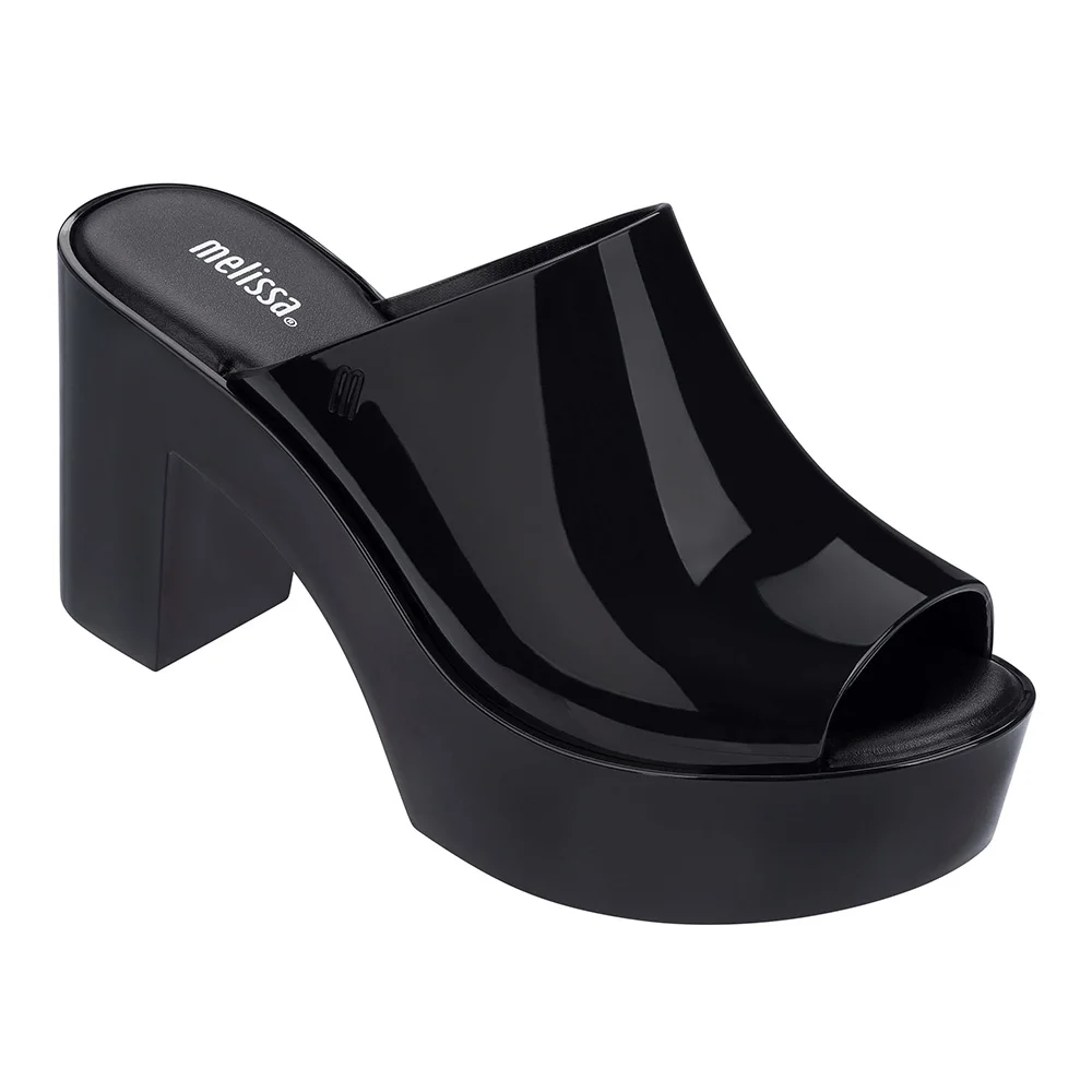 Melissa Mule/Новинка года; женские сандалии на плоской подошве; брендовая Прозрачная женская обувь melissa; однотонные босоножки; женская прозрачная обувь; Mulher - Цвет: Black