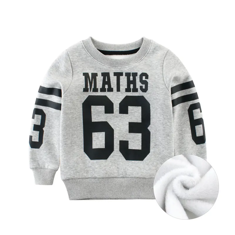 

Winter New Children Clothing Boy Sweatshirts Letter Pattern Warm Coat Cotton Fleece Tops Kids Pullover Autumn Blue Sportwear