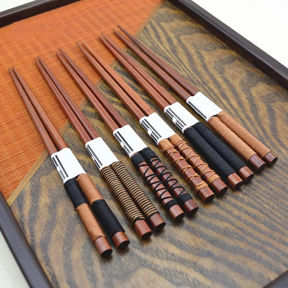 

6 Pairs Classic Natural Wooden Non-Slip Chopsticks Kitchen Restaurant Food Chop Sticks Tableware Wood Chopsticks New
