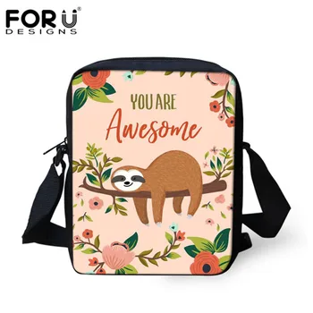 

FORUDESIGNS 3D Cartoon Animal Sloth Prints Women Messenger Bag Kids Girls Shoulder Mini Cross-body Bags Travel Flap Sling Daybag