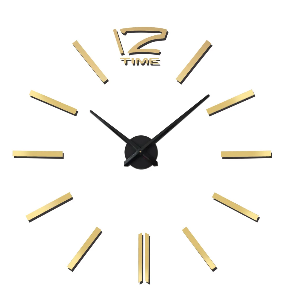 golden Новое поступление 3d домашний декор кварцевые diy настенные часы horloge часы для гостиной металлический акриловый зеркальный домашний декор - Цвет: golden