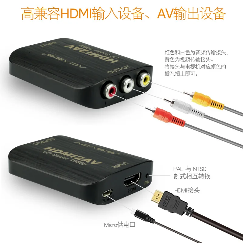 Адаптер преобразователь Acasis HDMI2AV 1080P HDMI в SCART AV HD видео аудио адаптер in Scart out для PS4
