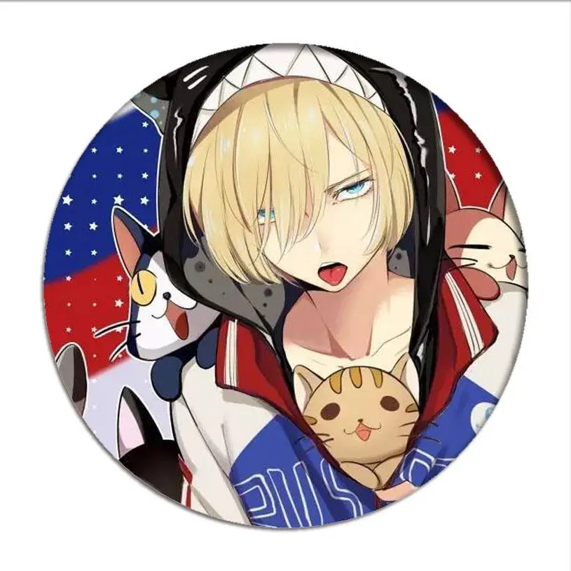 Аниме Yuri on Ice Victor значок косплея Katsuki Plisetsky искусственные сумки Значки для