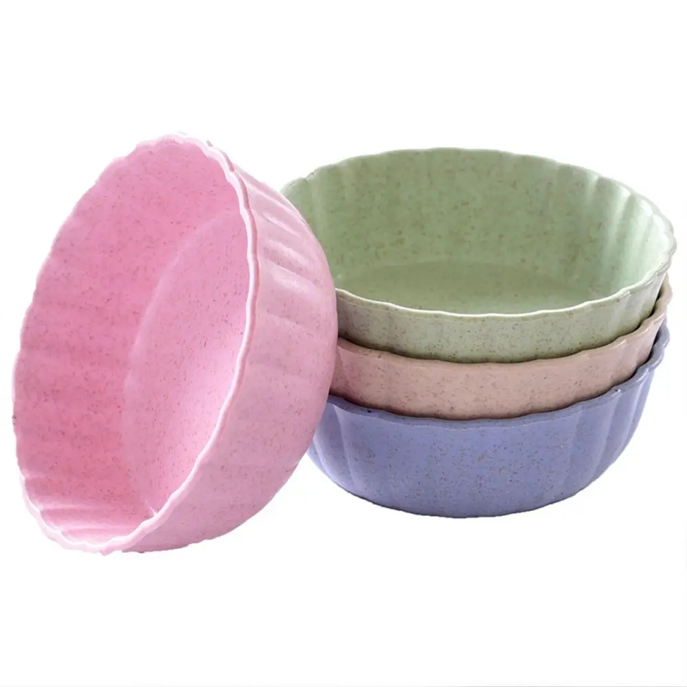 

4 Pcs/Set Eco-friendly Wheat Straw Material Circular Shaped Small Plate Food Snack Dish Sauce Plate Seasoning Dish Kitchen Tool